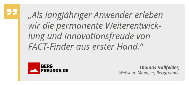 Zitat von Webshop Manager Thomas Hollfelder bei Bergfreunde