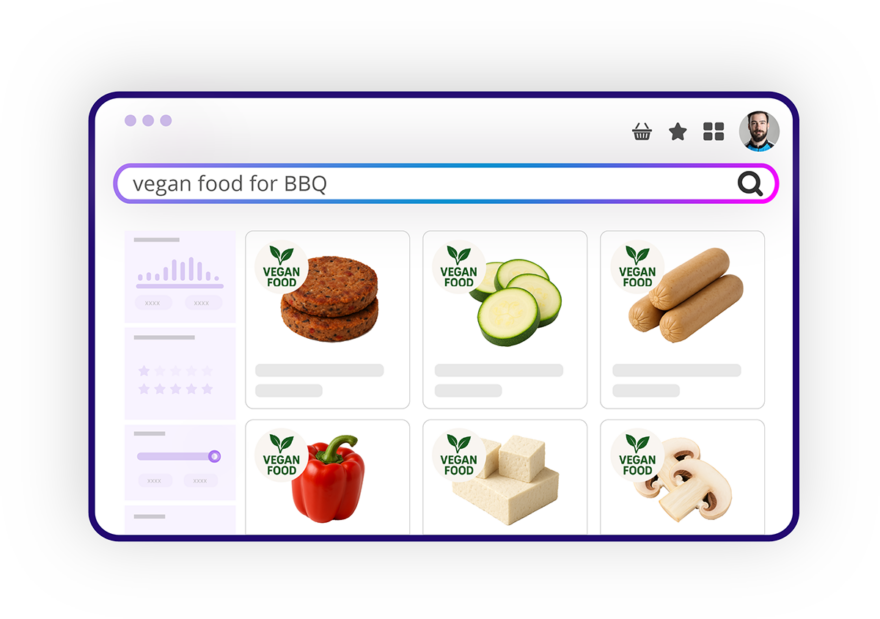 Food beverage eCommerce semantische suche
