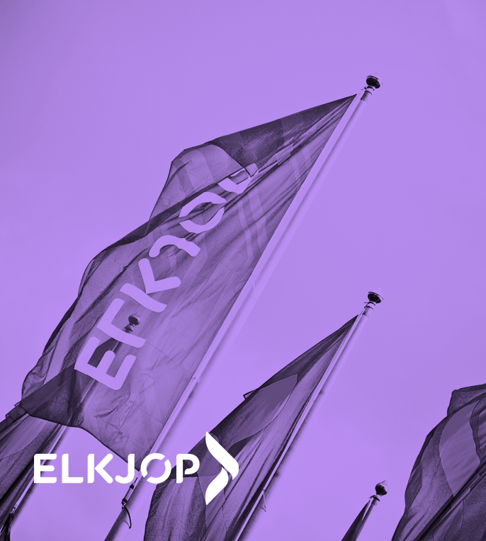a purple and white banner