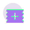 a green symbol with a white cross